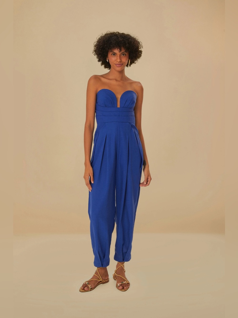 Farm Rio Sleeveless Jumpsuit Blue Small